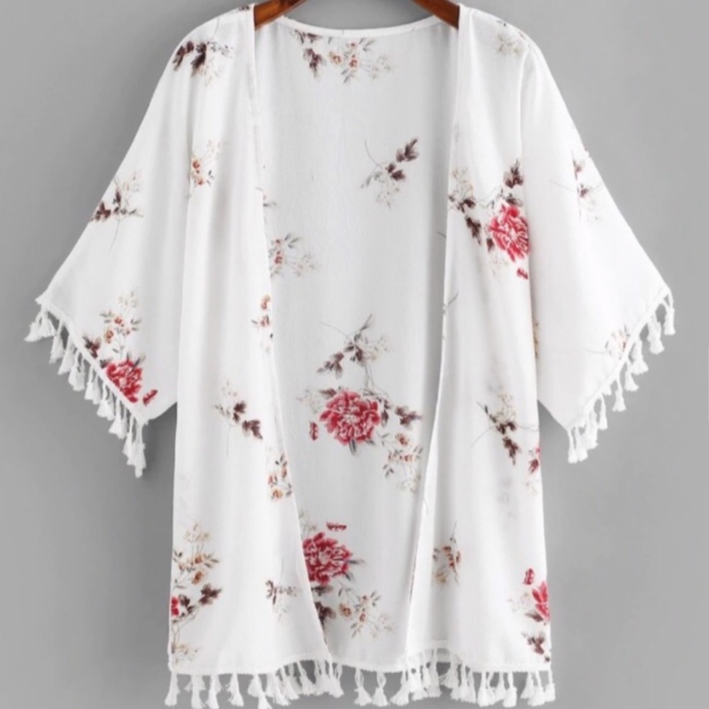 White Floral Kimono